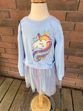 Light Blue Kids Unicorn Tutu Dress Top Size 4